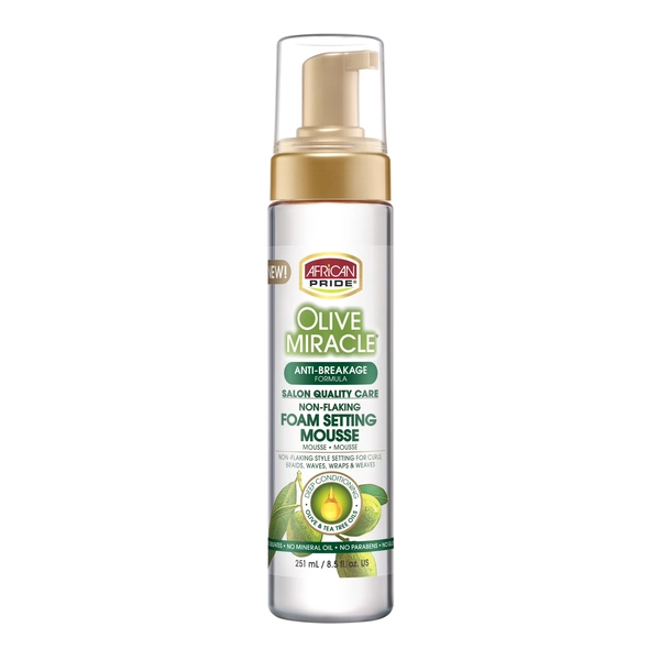 African Pride Olive Miracle Mousse, Foaming 8.5 oz., Moisturizing, Curly, Unisex - Walmart.com