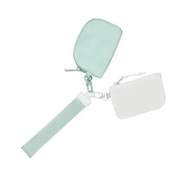 Yiemeen Double Pouch Nylon Wristlet Keychain