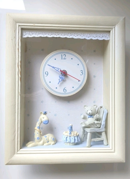 Shadow Box Framed Wall Clock Baby Bedroom Decor
