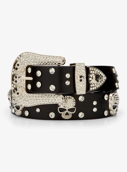 Black Skull Bling Belt