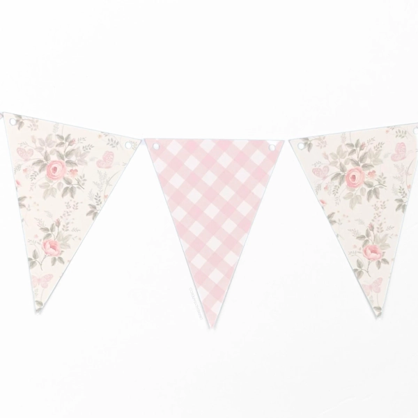 Pink Floral Flag Banner: Party Decorations