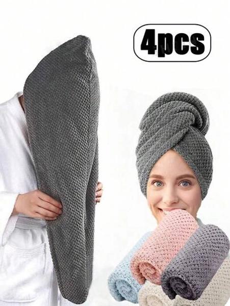 Ultra Soft Microfiber Towel - Quick Drying, Super Absorbent, Suitable For Women And Girls, Gentle On Curly Or Damaged Hair, Solid Color Bath Accessories (1pc/Set Of 4), Hat, Shower Cap, Barber Shop Hair Products And Accessories, Beauty Travel Essentials.,Hair,Travel,Hair Products,Hair Tools,Hair Stuff,Barber,Barber Accessories,Barbershop,Hairdressing Equipment