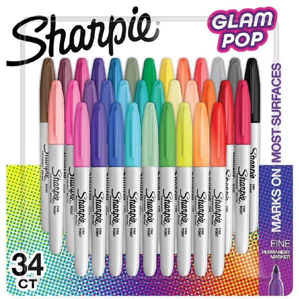 Sharpie Fine Permanent Markers Glam Pop 34 Pack