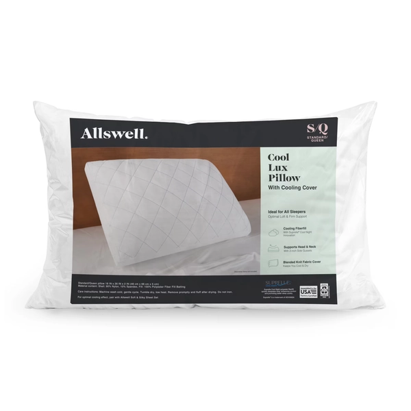 Allswell Cool Lux Bed Pillow with Cooling Pillow Cover, Standard/Queen - Walmart.com