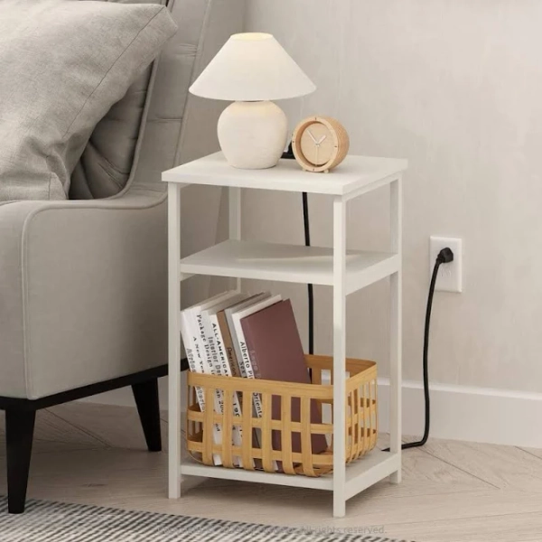 Furinno 3-Tier Metal Frame Open Storage Side Table End Table