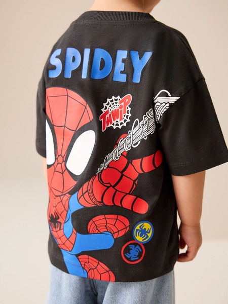 Charcoal Grey Spidey Marvel Short Sleeve Cotton T-Shirt (9mths-8yrs)