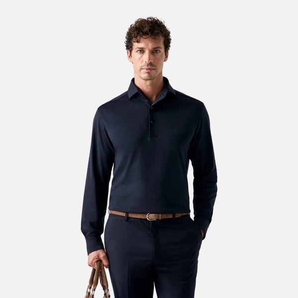 Polo Matteo Manga Longa Preta Masculina