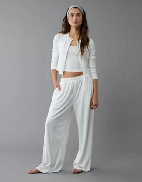 AE 3-Piece Pointelle Plush Cardigan Pajama Set