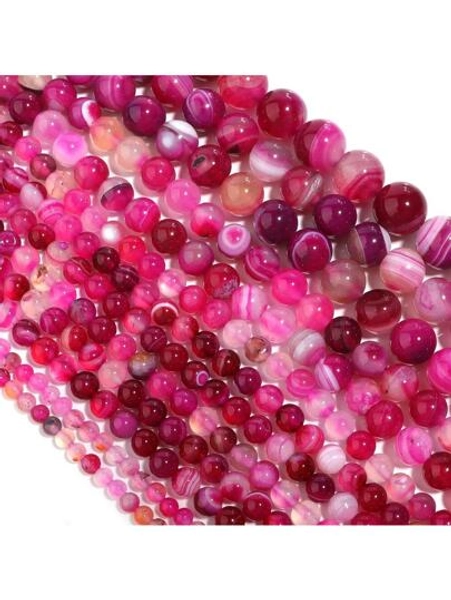 1 Strand Natural Agate Loose Beads Gemstone Round Beads Natural Stone Round Beads Striped for Jewelry Making DIY Bracelet Necklace Beads 4/6/8/10/12mm
