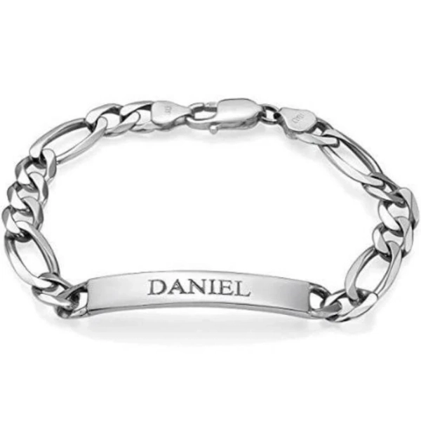 Sterling Silver Engraved Bar Bracelet