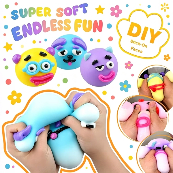 1pc Funny Face Squeeze Toy – Novel and Fun Relax Squishy Toy, Assorted Colors and Expressions, Great Gift for Kids, Can Be Used as Classroom Rewards, Birthday Gifts, Christmas, Halloween, Easter Gifts, Random Colors and Styles