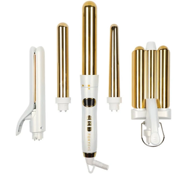 FoxyBae 5-in-1 Interchangeable Hair Tools Hair Curling Wand Set