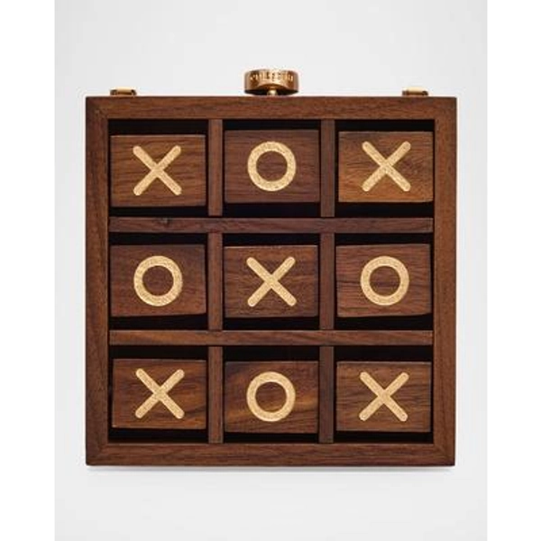 Tic Tac Toe Wood Clutch Bag