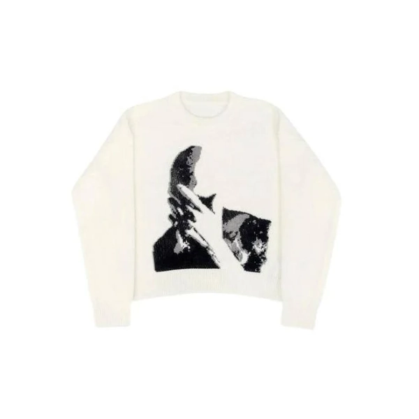 Women's Figure Print Round Neck Long Sleeve Sweater