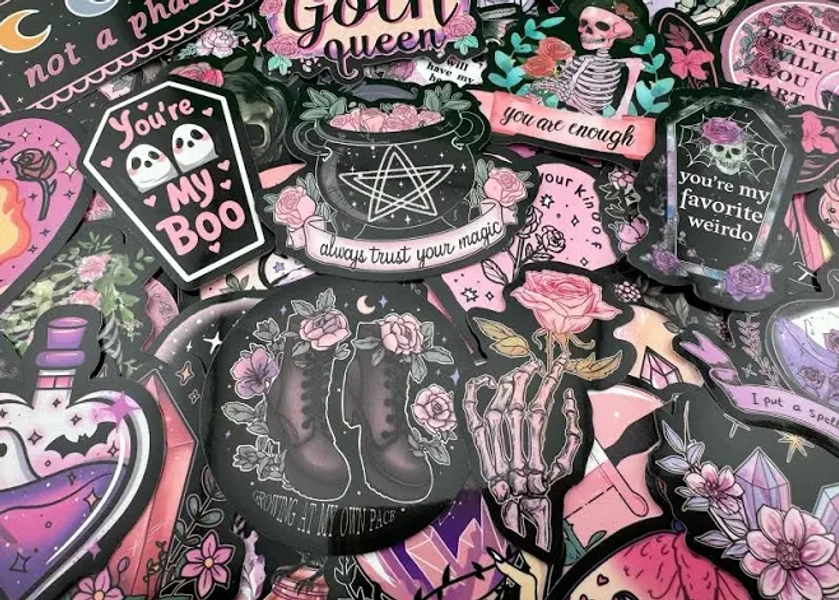 Gothic Spooky Vinyl Decals: Dark Aesthetic Waterproof Stickers for Laptops, Bottles & Journals