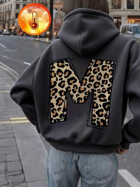 1pc Tween Girl Casual Printed Pullover Hoodie Sweatshirt, Thermal Lined, Long Sleeve, Autumn/Winter Student Clothing