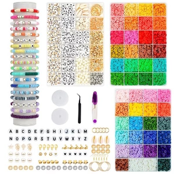 MOVSSOU 14000Pcs Clay Beads 48 Colors Bracelet Making Kit, Jewelry Making Supplies, Charms Gifts for Teen Girls Crafts for Girls Ages 8-12