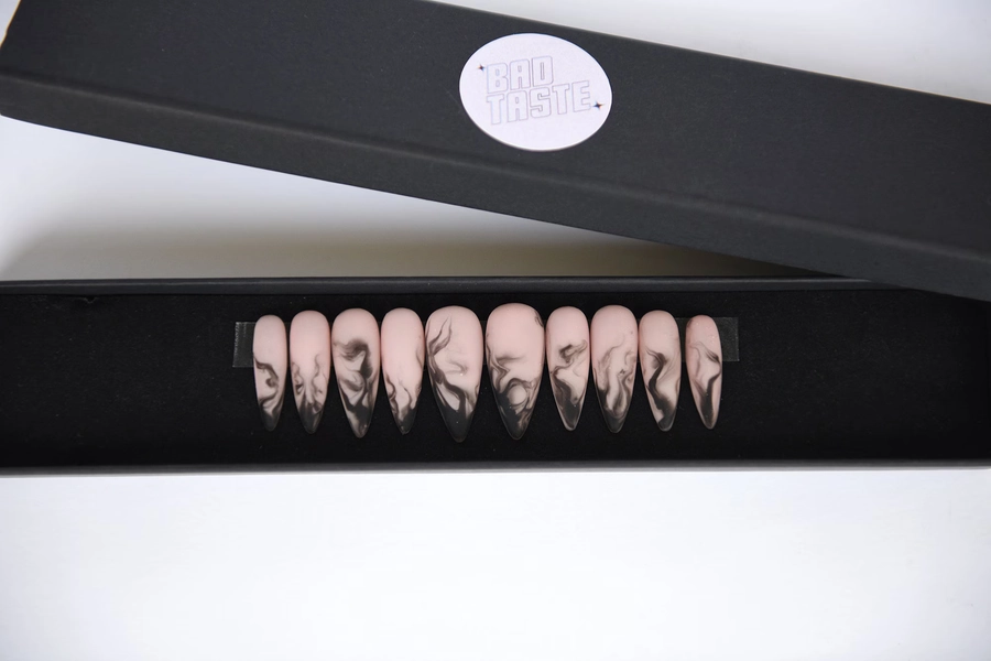 Smoke Marble Press On Nails | Handpainted Custom False Nails