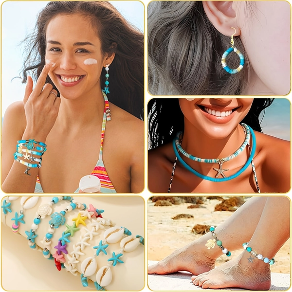 24-Grid Ocean-Themed Turtle And Starfish Bead Accessory Set