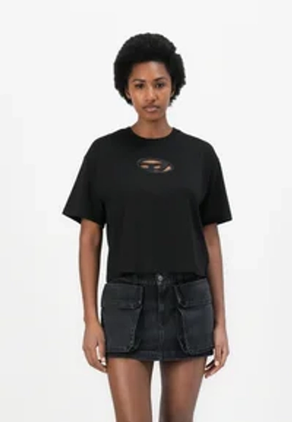 CROP - T-shirt con stampa - black