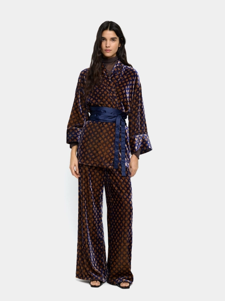 Kimono velouté avec imprimé de cercles