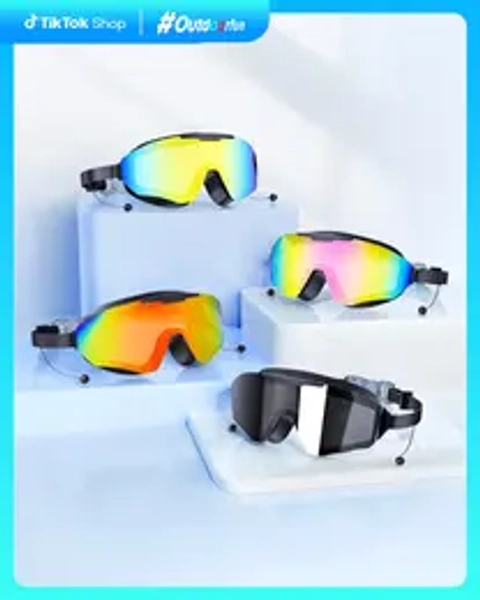 Viyawise Swim Goggles for Adults & Kids - Anti-Fog Full-Coverage, 3-Color UV Lens, Waterproof Earplugs & Nose Clip, Fit Outdoorfun