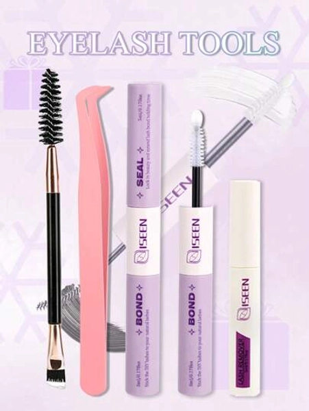 Lash Glue Bond And Seal Long Lasting Strong Hold Waterproof 2 In 1 Cluster Eyelash Glue ,Tweezers, Eyelash Brush, Remove, Brush, Tweezers, Wispy Long Lasting Waterproof All Day Wear 2 In 1 Eyelash Bond And Seal For DIY Lash Extensions Lash Glue,Eyelash Glue