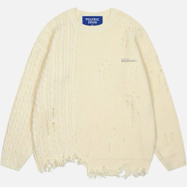 Aelfric Eden Cable Distressed Sweater