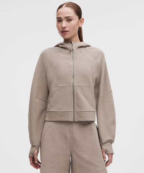 Scuba Oversized Full-Zip Hoodie *Waffle - Heathered Warm Ash Grey - XS/S