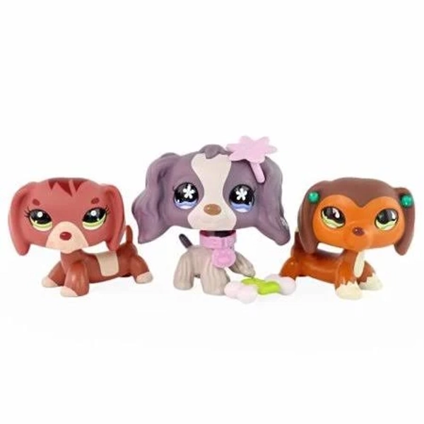3 PCS Minilpsshop Little Pet Toys Figure Mini Dachshund #675 #3601 Cocker Spaniel #672 and Accessories, #675 #3601 #672