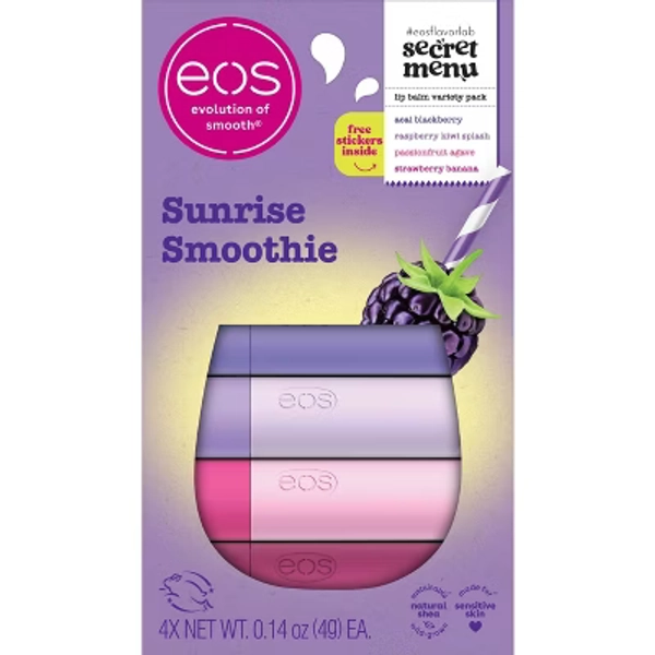 eos Limited Edition Lip Balm Variety Pack - Sunrise Smoothie - 0.56oz/4pk: Moisturizing, Stick, No Trial Size