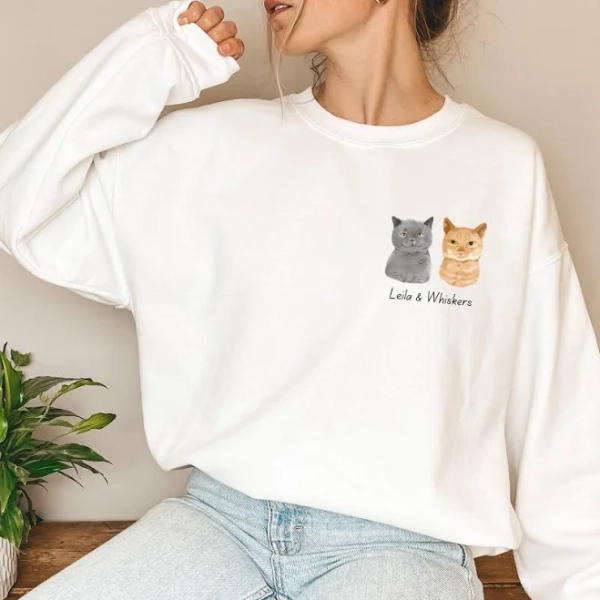 Personalized Cat Face Sweatshirt