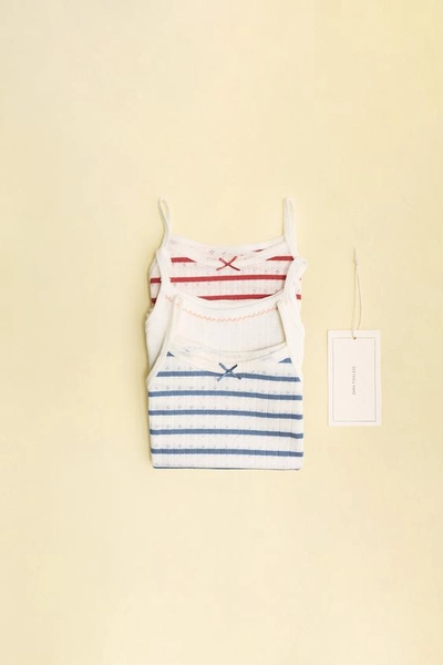 ZARA TIMELESS - THREE-PACK OF POINTELLE STRIPED T-SHIRTS