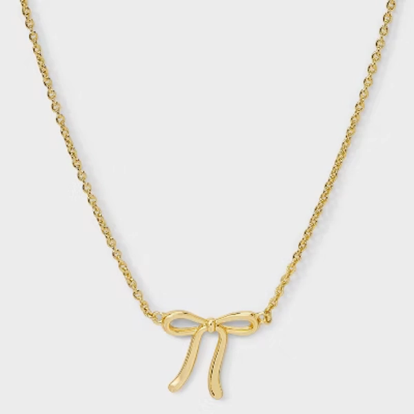 14K Gold-Plated Bow Necklace - A New Day™ Gold