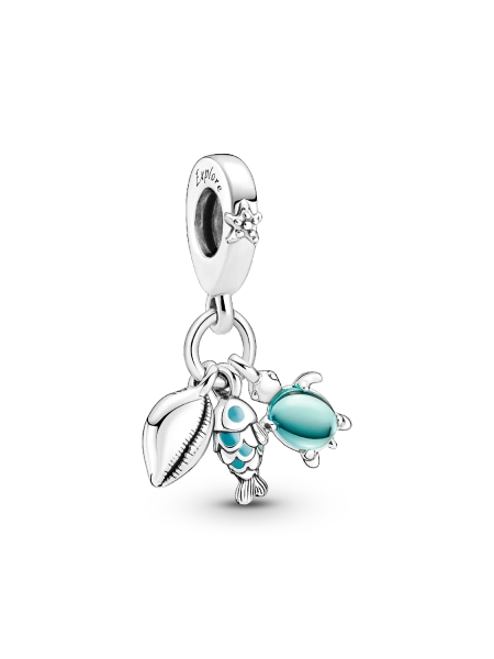 Fisch, Meeresschildkröte & Muschel Dreifacher Charm-Anhänger