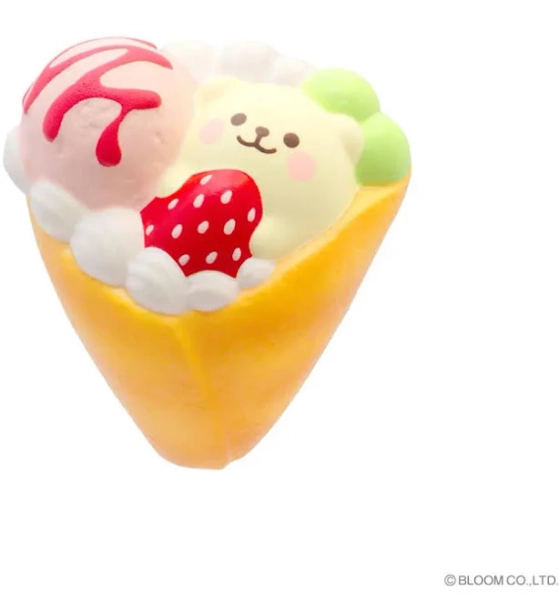 iBloom Squishy Marshmallow Bear’s Strawberry Crepe Mini Strawberry Kawaii Soft Scented Slow Rising Stress Relief