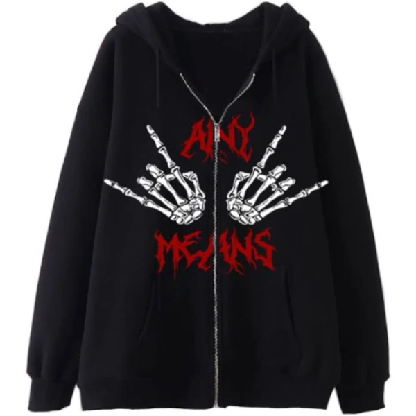 Women's Goth Dark Academia Y2K Skull Hoodie Jacket