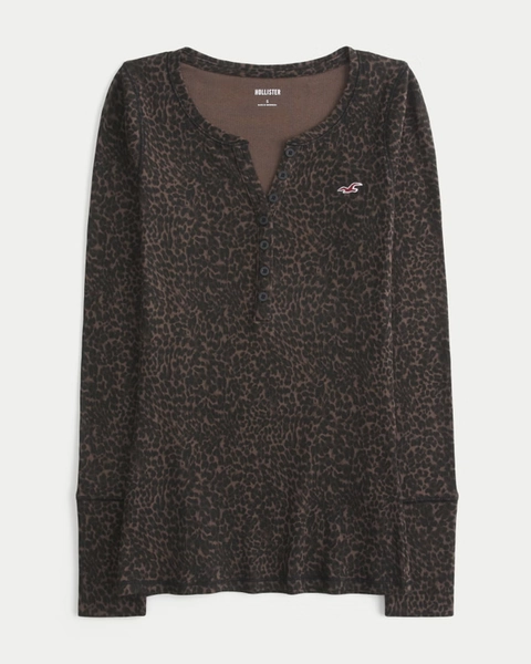Leopard Print Icon Henley