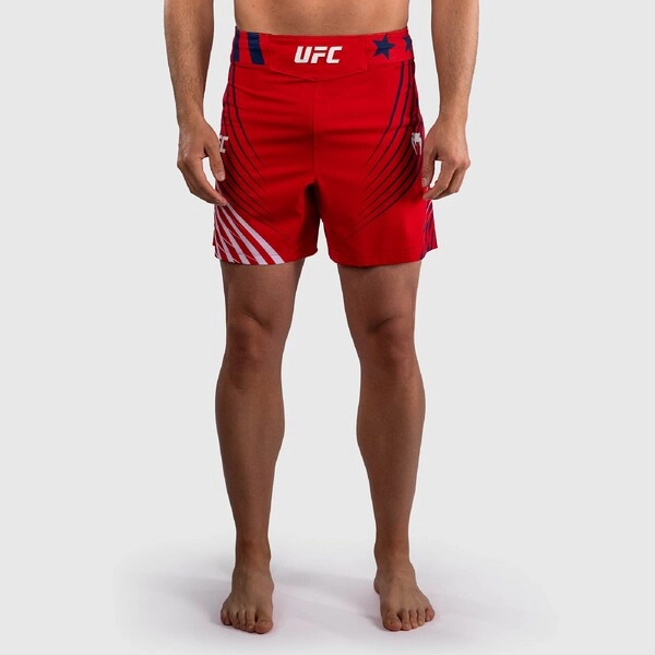 Men's Official UFC Freedom 250 by Venum Red Authentic Fight Night Short Fit Fight Shorts