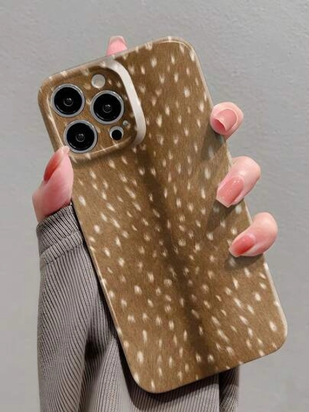 1pc Nature Inspired Deer Print Glossy Soft Protective Phone Case, Suitable For IPhone 11/12/13/14/15/16 Pro Max