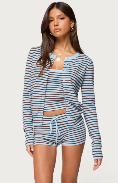 Lillian Striped Button Up Knit Cardigan