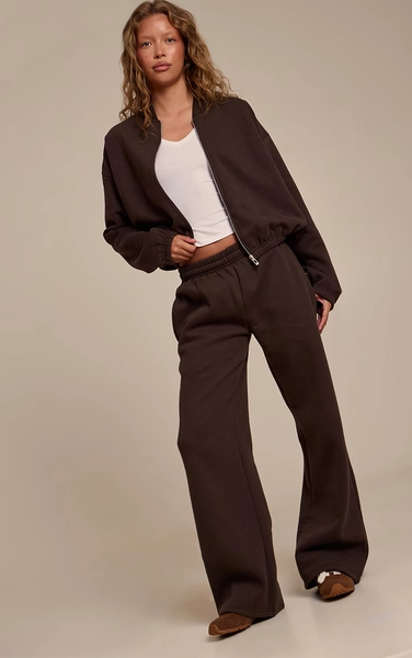 Espresso Cotton Fleece Straight Leg Sweatpants