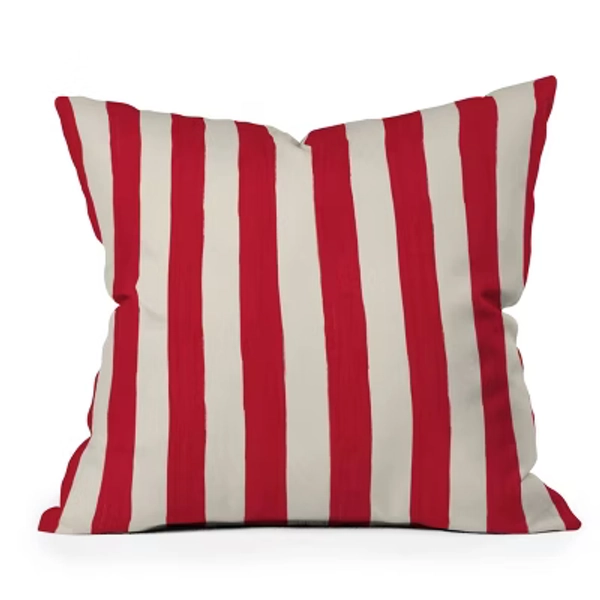 Deny Designs 18"x18" Avenie Modern Craft Spring Stripe Square Indoor Throw Pillow Red/White