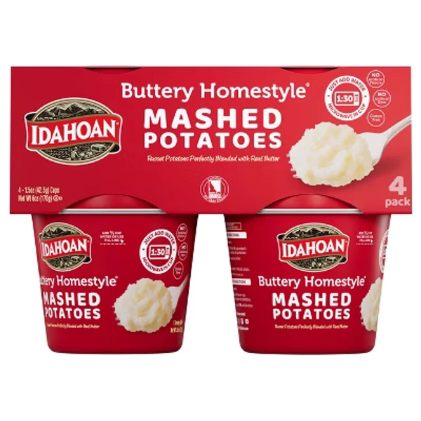 Idahoan Gluten Free Buttery Homestyle Microwavable Mashed Potato Cups - 6oz/4ct