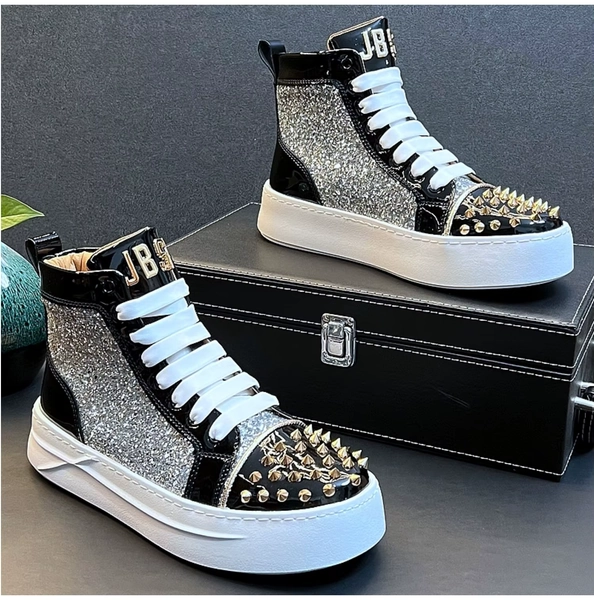 Rhinestone Luxury Designer Sneakers Italy Fashion Men Punk Hip Hop Platform Casual Shoes Trainers Business Wedding Loafers 93 - AliExpress 322