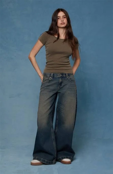 Women's PacSun Sloane Ultra Baggy Del Mar Wide Leg Jeans