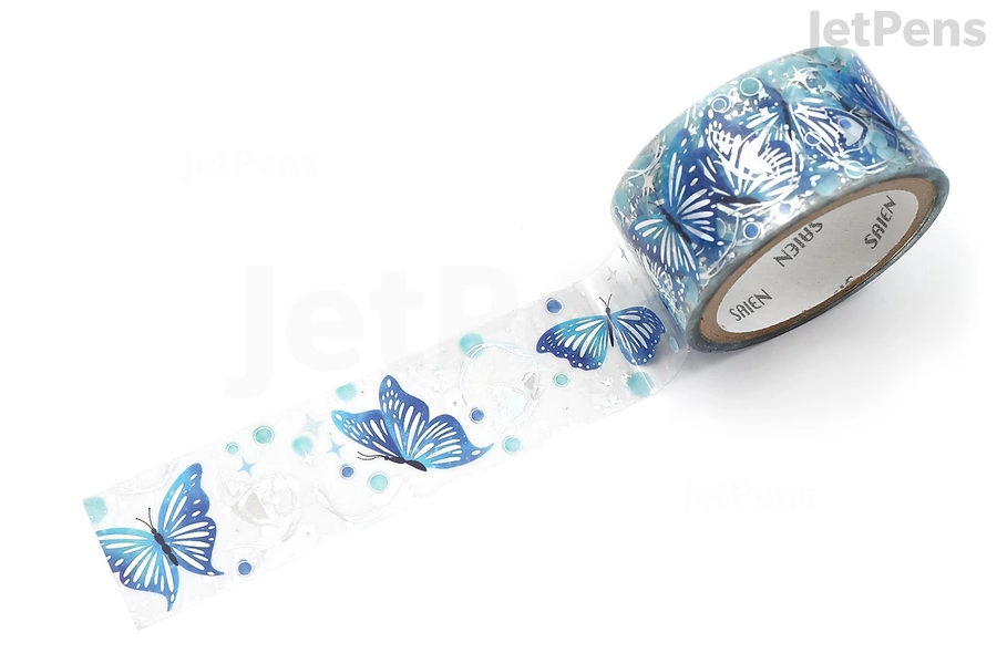 Kamiiso Saien Twinkle Perforable Clear Tape - 20 mm x 3 m - Blue Butterfly