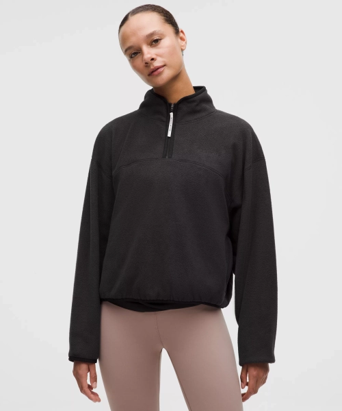 Tumbled Fleece Half-Zip Jacket - Black/Black/Light Ivory - XS