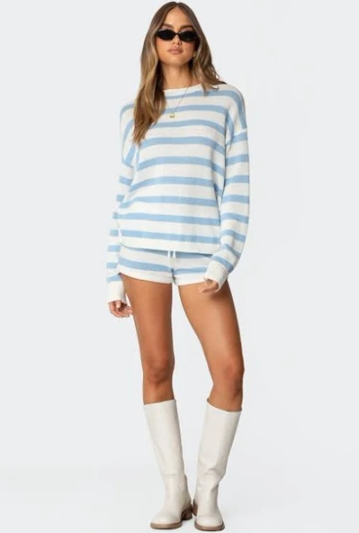 Edikted Women's Amaris Striped Knit Shorts