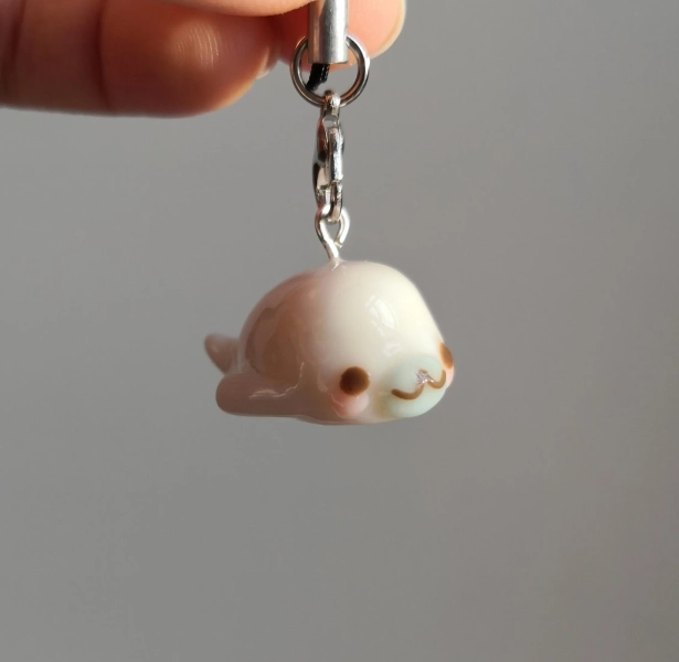 Clay Mamegoma charm | Mamegoma keychain | Nintendo seal keychain | Mamegoma mini figurine | Mamegoma desk buddy | Clay charm